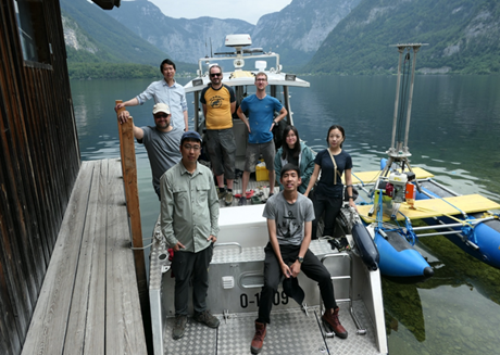The team members participating in the Austria-Taiwan sampling project on beautiful Lake Hallstatt
